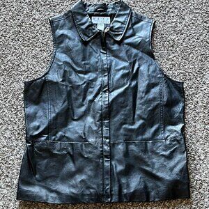 Vintage 90s Real Comfort Black 100% Genuine Leather Jacket Wmn L Moto Biker Punk